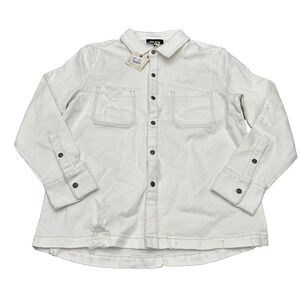 SER.O.YA Womens XL Arizona White Marcus Button Front Denim Shirt Shacket NWT